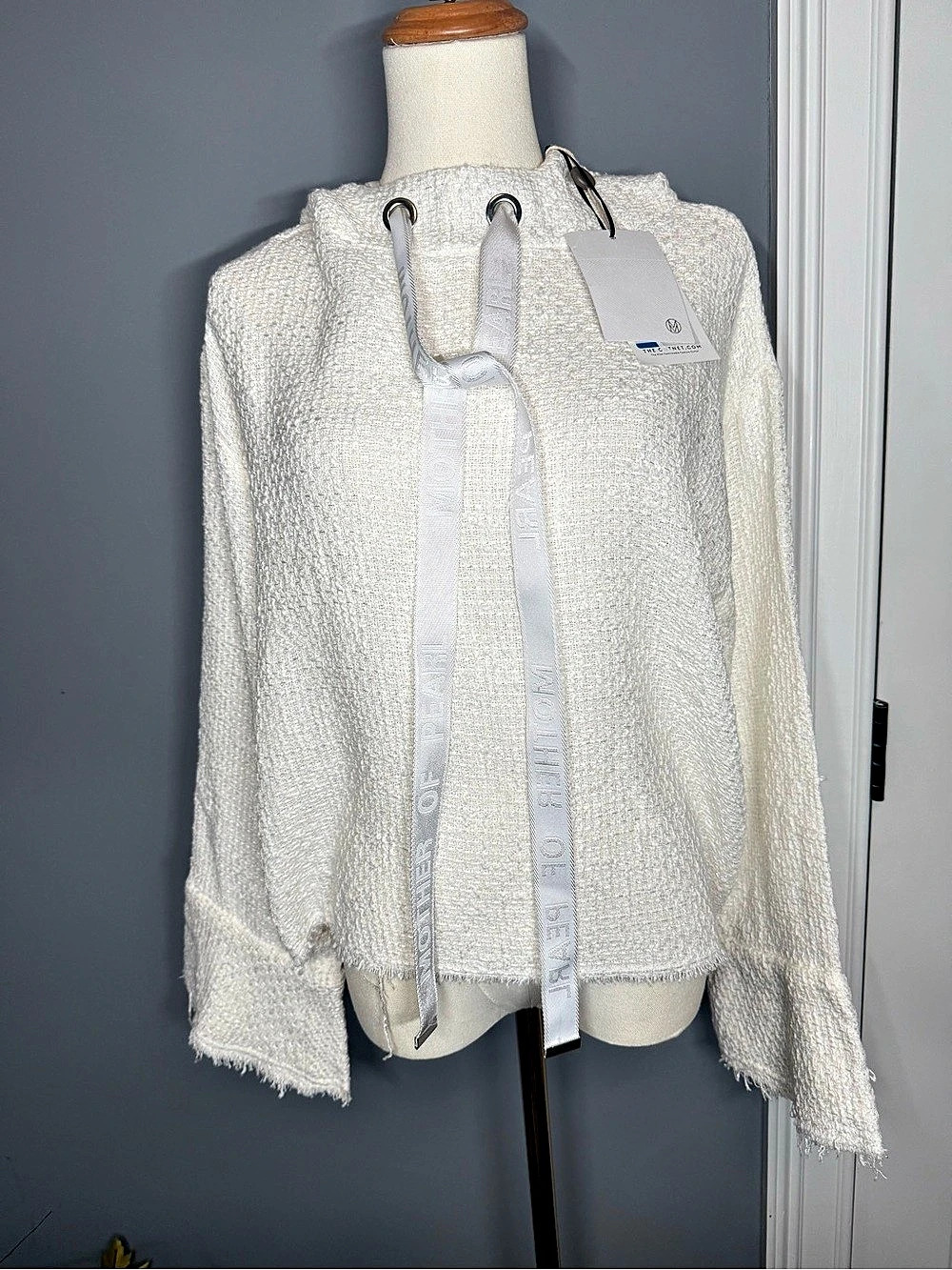 NWT Mother of Pearl Textured Hooded Pullover White Medium NWT